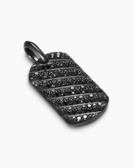 Sculpted Cable Tag in Black Titanium with Black Diamonds, 27mm