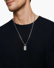 Sculpted Cable Tag in Sterling Silver, 27mm