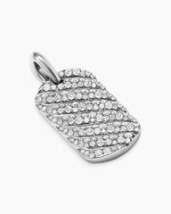 Sculpted Cable Tag in Sterling Silver with Diamonds, 27mm