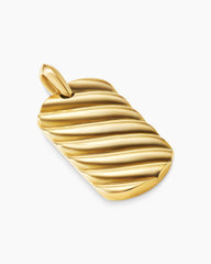 Sculpted Cable Tag in 18K Yellow Gold, 35mm