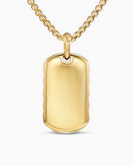 Sculpted Cable Tag in 18K Yellow Gold with Diamonds, 35mm