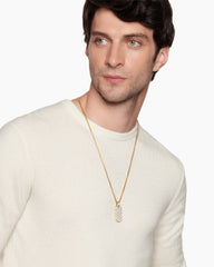 Sculpted Cable Tag in 18K Yellow Gold with Diamonds, 35mm