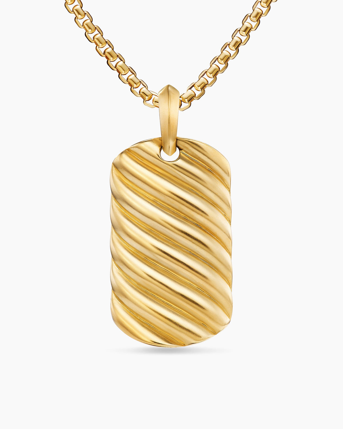 Sculpted Cable Tag in 18K Yellow Gold, 35mm