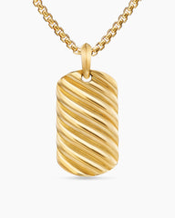 Sculpted Cable Tag in 18K Yellow Gold, 35mm