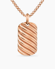 Sculpted Cable Tag in 18K Rose Gold, 35mm