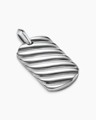 Sculpted Cable Tag in 18K White Gold, 35mm