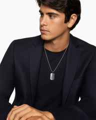 Sculpted Cable Tag in 18K White Gold, 35mm