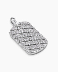 Sculpted Cable Tag in 18K White Gold with Diamonds, 35mm