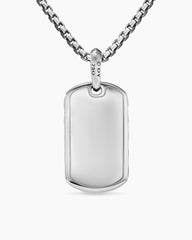 Sculpted Cable Tag in 18K White Gold with Diamonds, 35mm