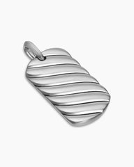 Sculpted Cable Tag in Sterling Silver, 35mm