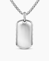 Sculpted Cable Tag in Sterling Silver with Diamonds, 35mm