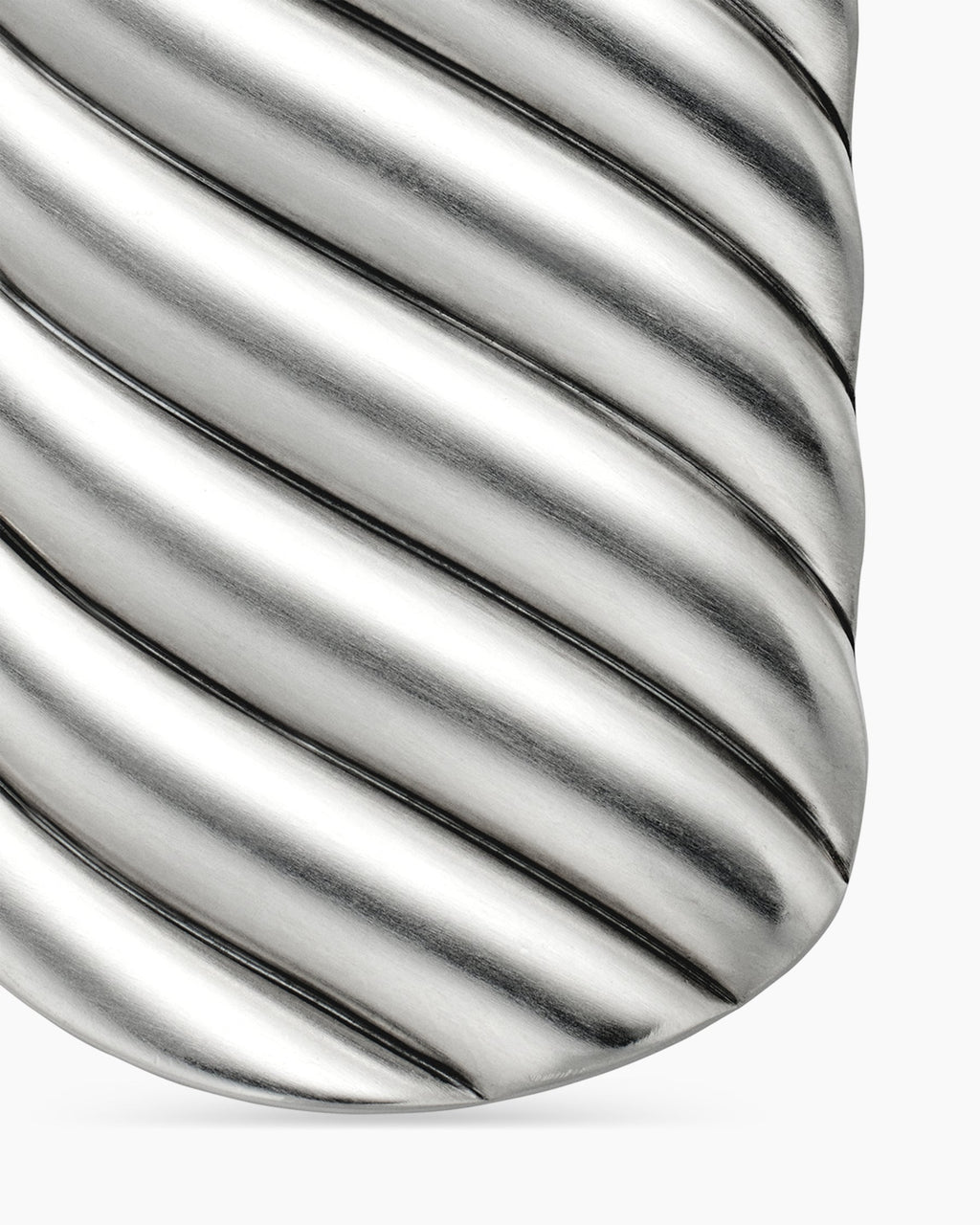 Sculpted Cable Tag in Sterling Silver, 42mm