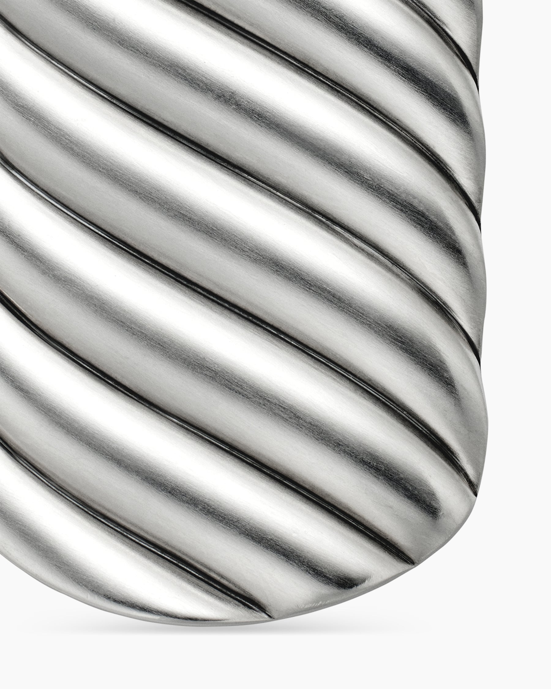 Sculpted Cable Tag in Sterling Silver, 42mm