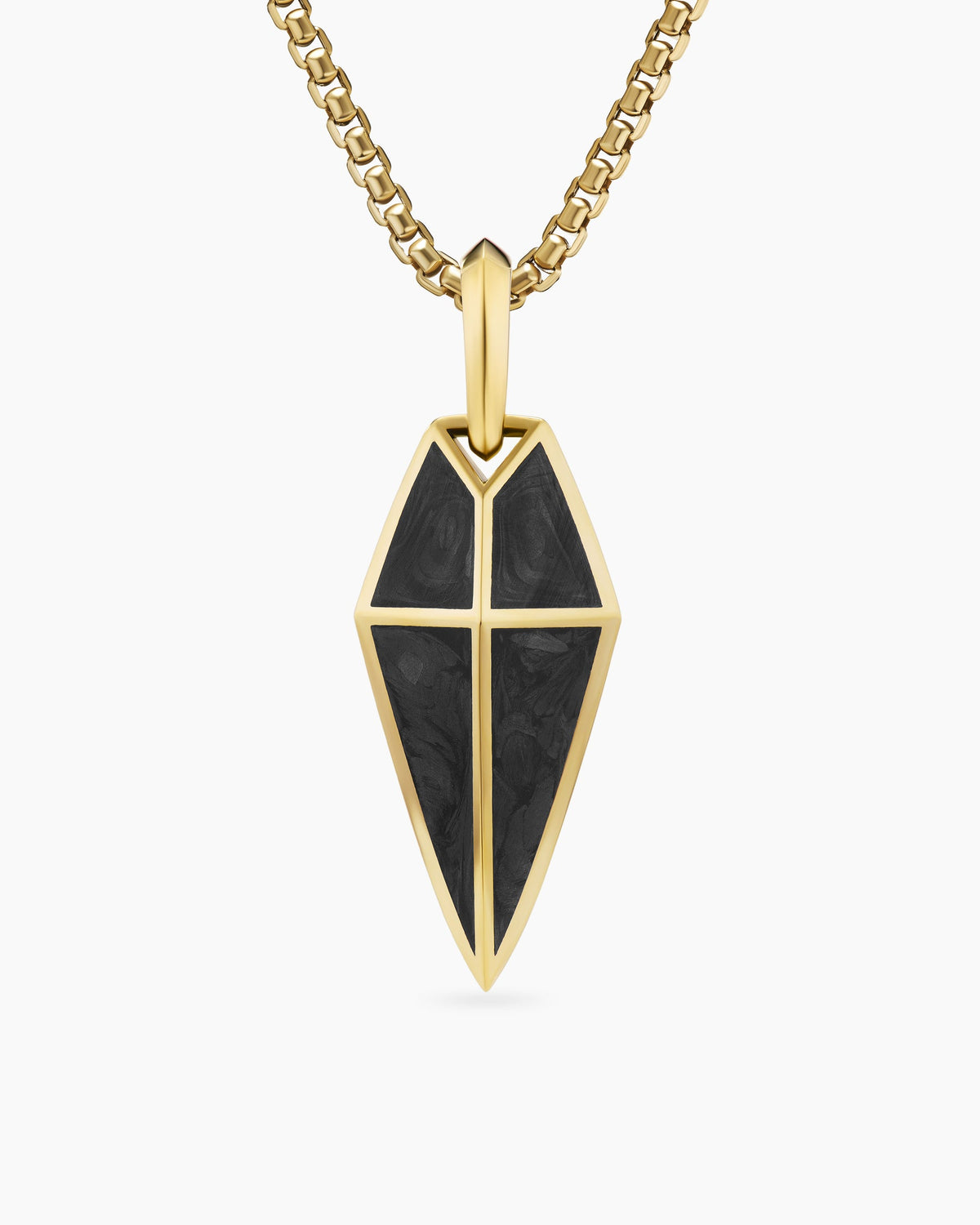 Spearpoint Amulet in 18K Yellow Gold with Forged Carbon, 27mm