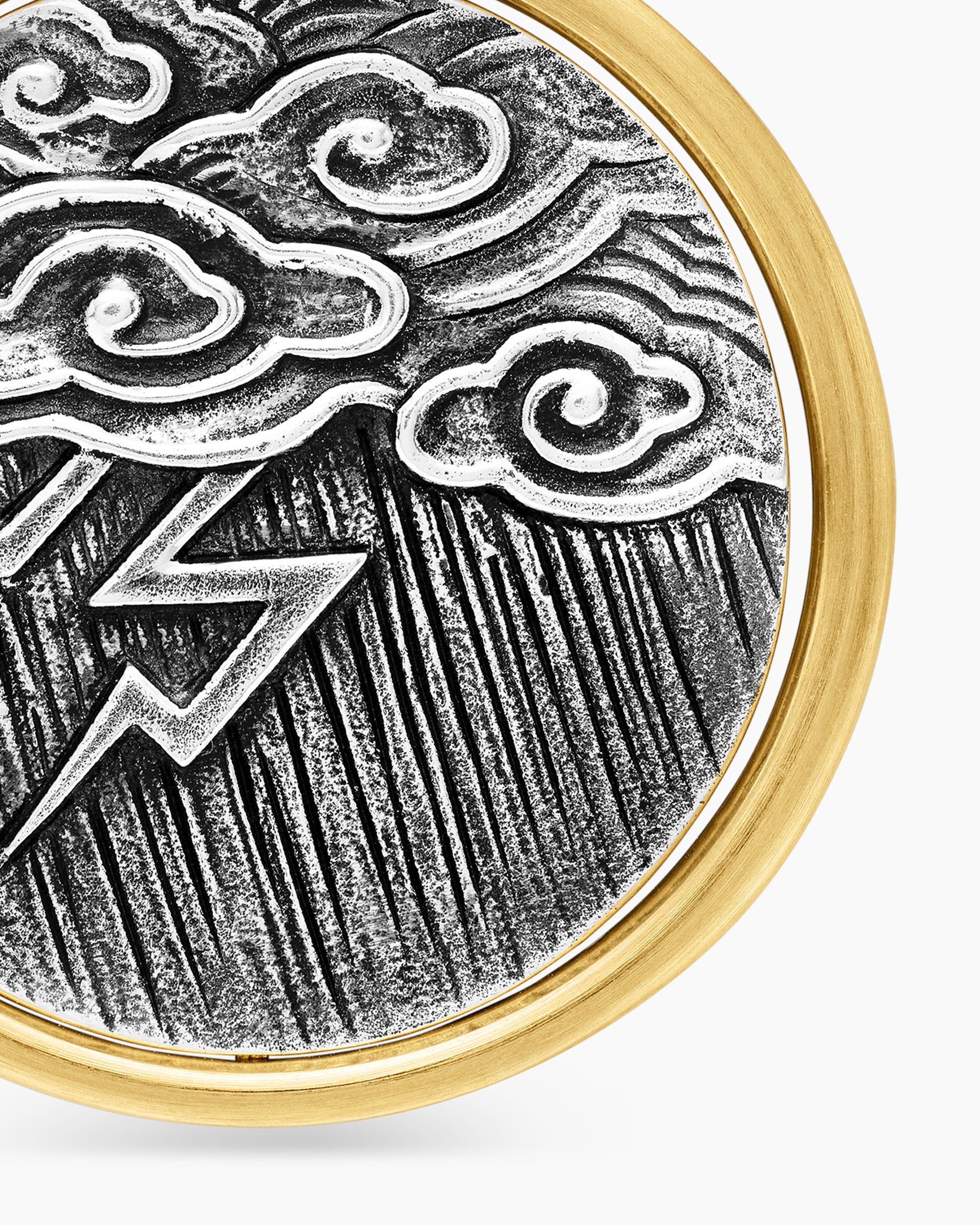 Storm Duality Amulet in Sterling Silver with 18K Yellow Gold, 23.6mm