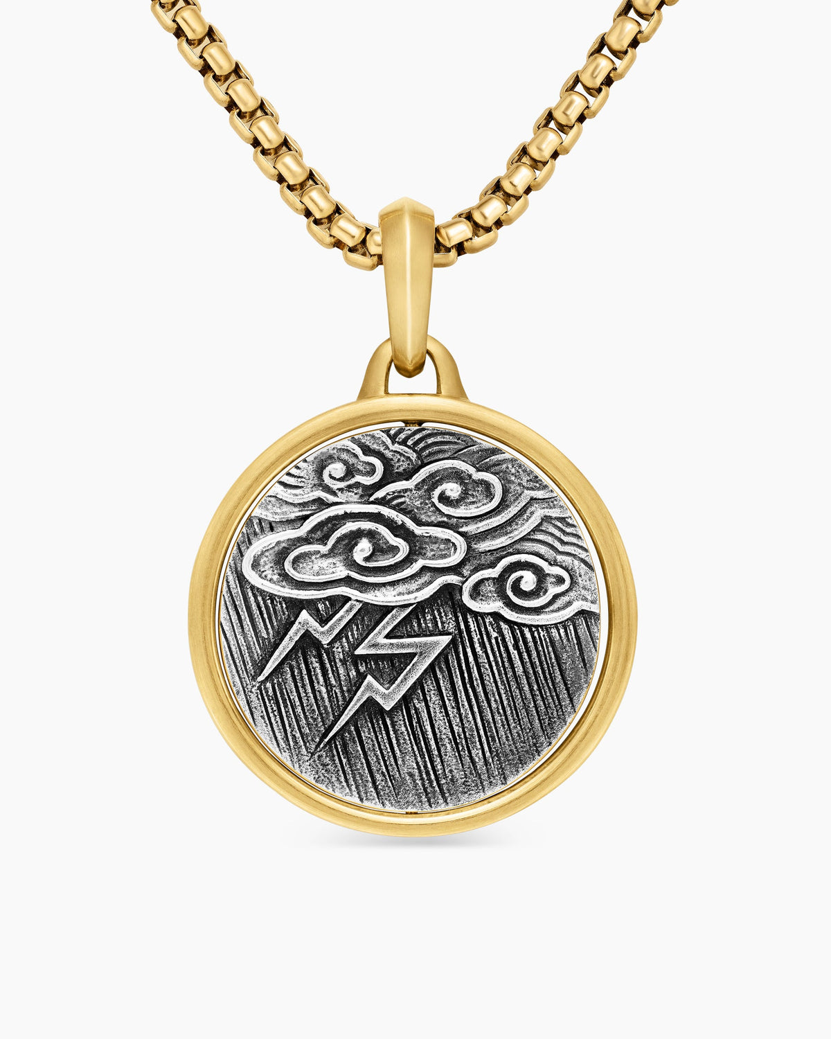 Storm Duality Amulet in Sterling Silver with 18K Yellow Gold, 23.6mm