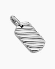Sculpted Cable Tag in Sterling Silver, 21mm