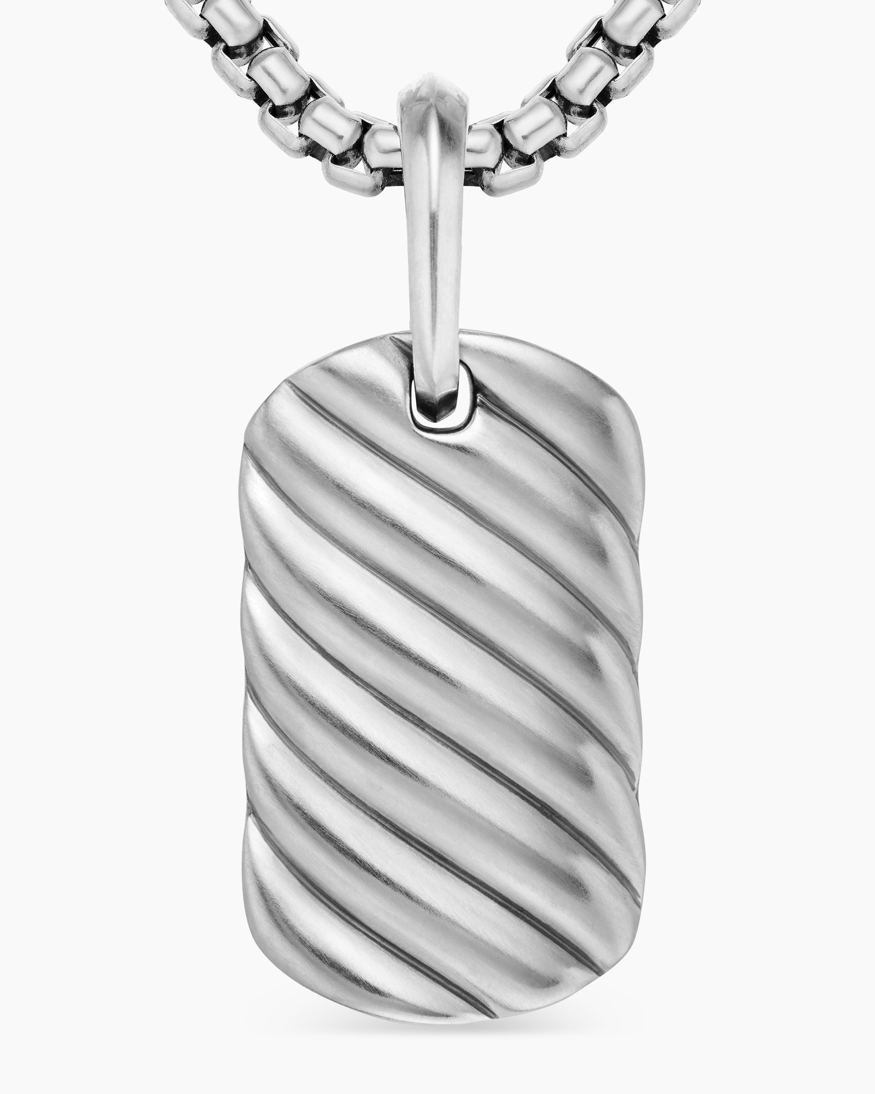 Sculpted Cable Tag in Sterling Silver, 21mm