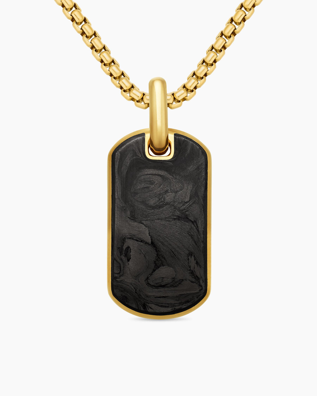 Streamline® Tag in 18K Yellow Gold with Forged Carbon, 27mm