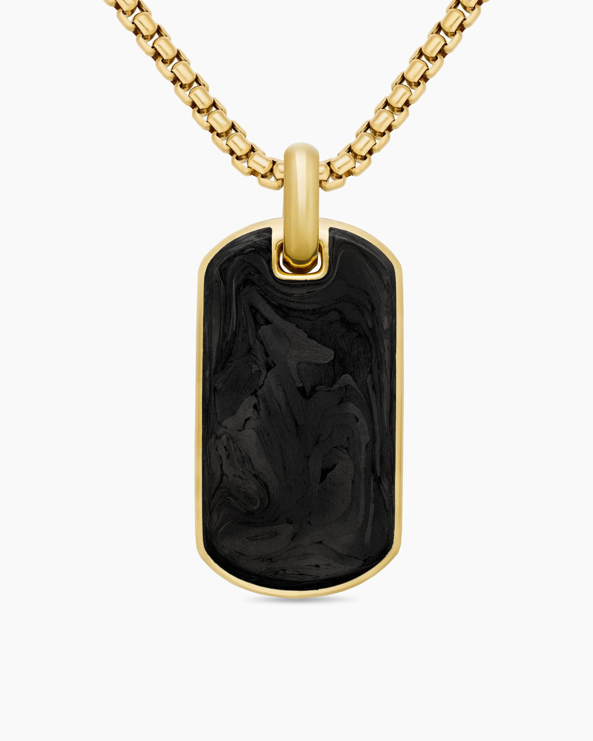 Streamline® Tag in 18K Yellow Gold with Forged Carbon, 35mm