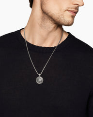 Petrvs® Wolf Amulet in Sterling Silver with Black Diamonds, 21mm