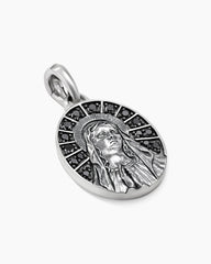 Mary Amulet in Sterling Silver with Black Diamonds, 20mm