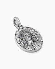 Mary Amulet in Sterling Silver with Diamonds, 20mm