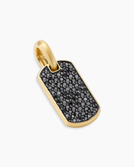 Chevron Tag in 18K Yellow Gold with Black Diamonds, 21mm
