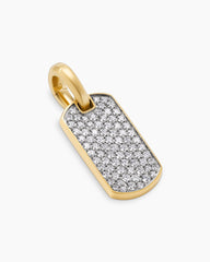 Chevron Tag in 18K Yellow Gold with Diamonds, 21mm