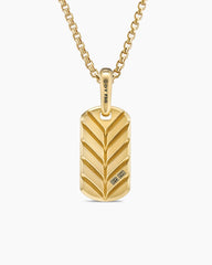 Chevron Tag in 18K Yellow Gold with Black Onyx, 21mm