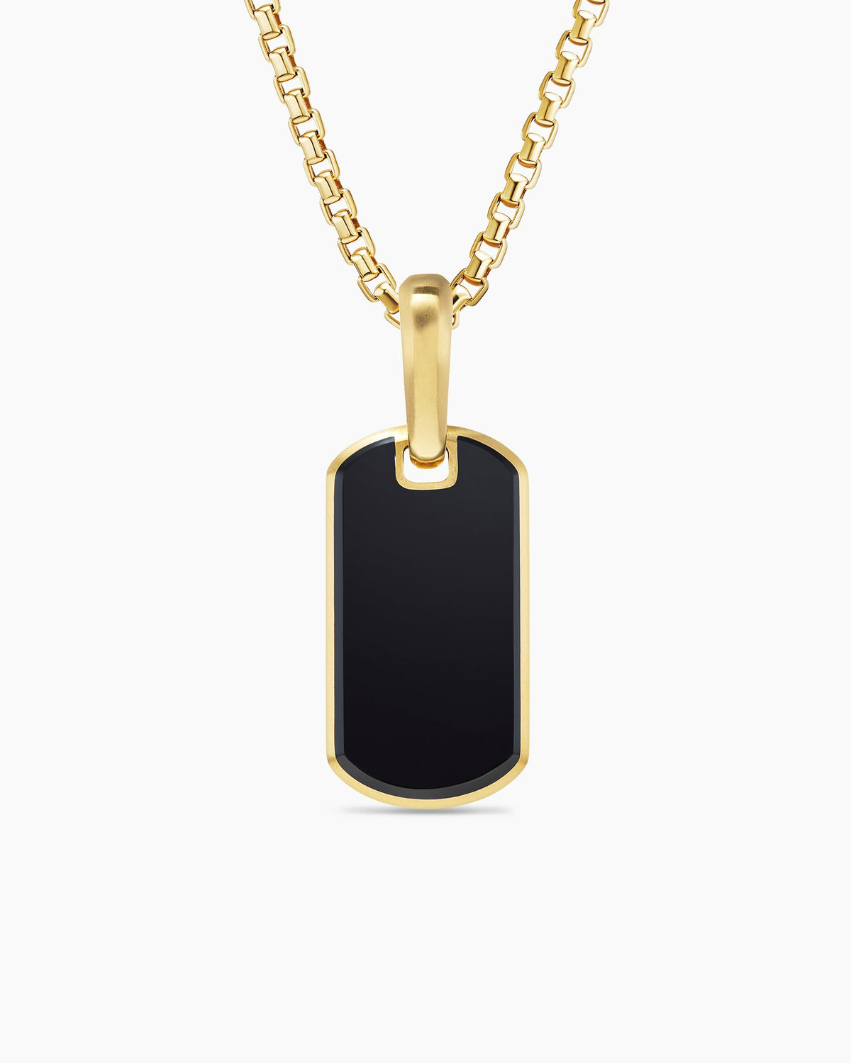 Chevron Tag in 18K Yellow Gold with Black Onyx, 21mm