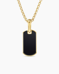 Chevron Tag in 18K Yellow Gold with Black Onyx, 21mm