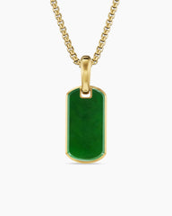 Chevron Tag in 18K Yellow Gold with Nephrite Jade, 21mm