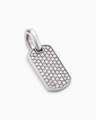 Chevron Tag in Sterling Silver with Diamonds, 21mm