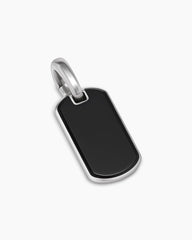Chevron Tag in Sterling Silver with Black Onyx, 21mm