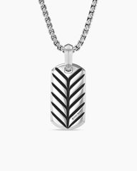 Chevron Tag in Sterling Silver with Black Onyx, 21mm