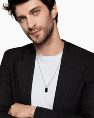 Chevron Tag in Sterling Silver with Black Onyx, 21mm