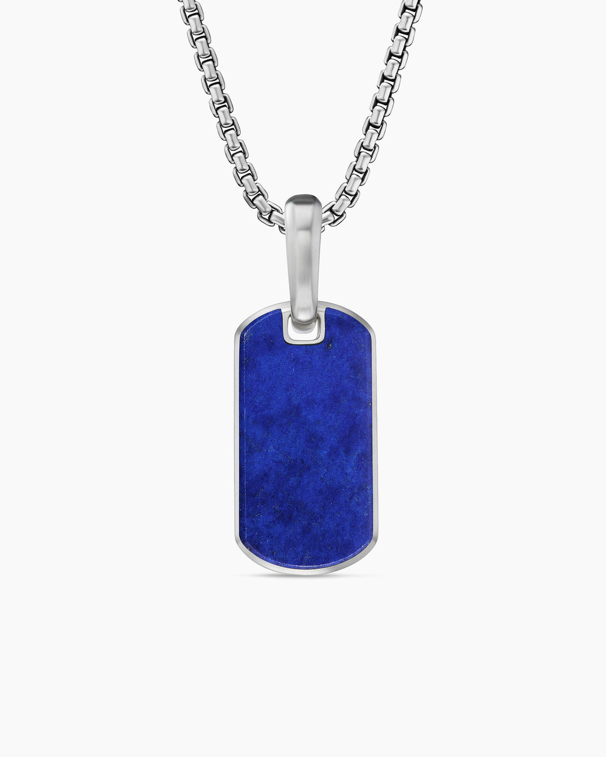 Chevron Tag in Sterling Silver with Lapis Lazuli, 21mm