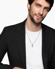 Chevron Tag in Sterling Silver with Meteorite, 21mm