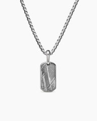 Chevron Tag in Sterling Silver with Meteorite, 21mm