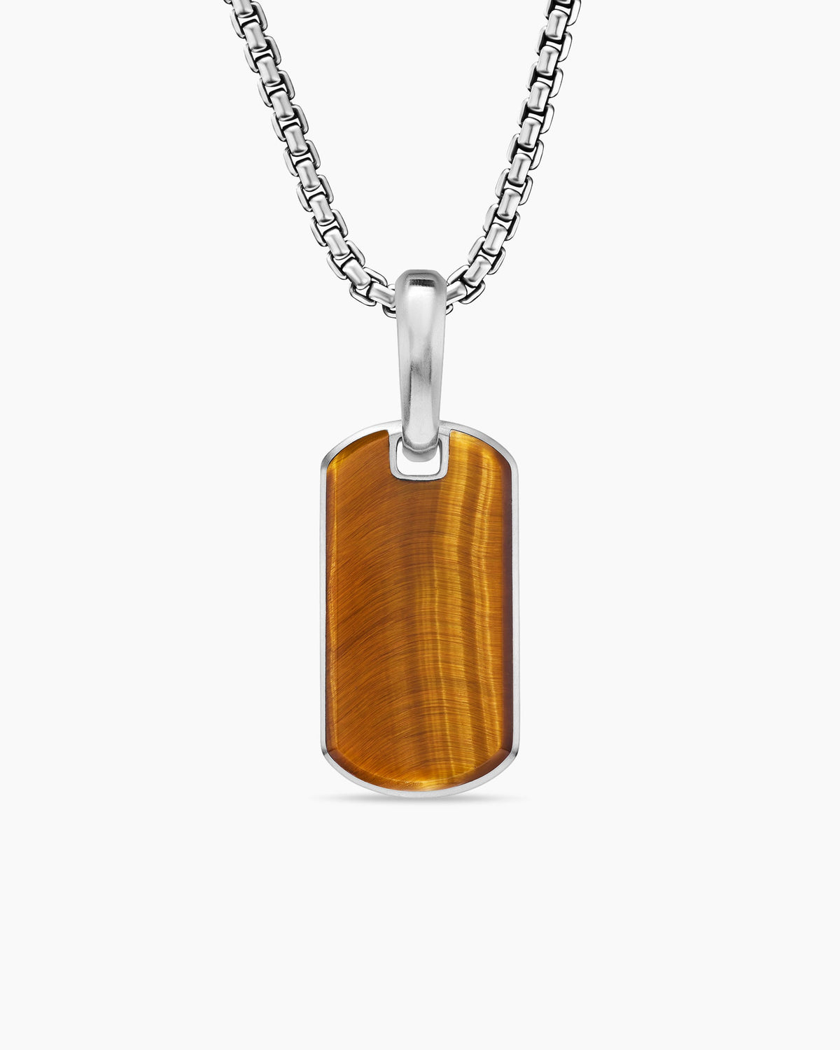 Chevron Tag in Sterling Silver with Tiger's Eye, 21mm