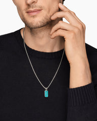 Chevron Tag in Sterling Silver with American Turquoise, 21mm