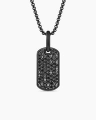 Chevron Tag in Black Titanium with Sterling Silver and Black Diamonds, 21mm