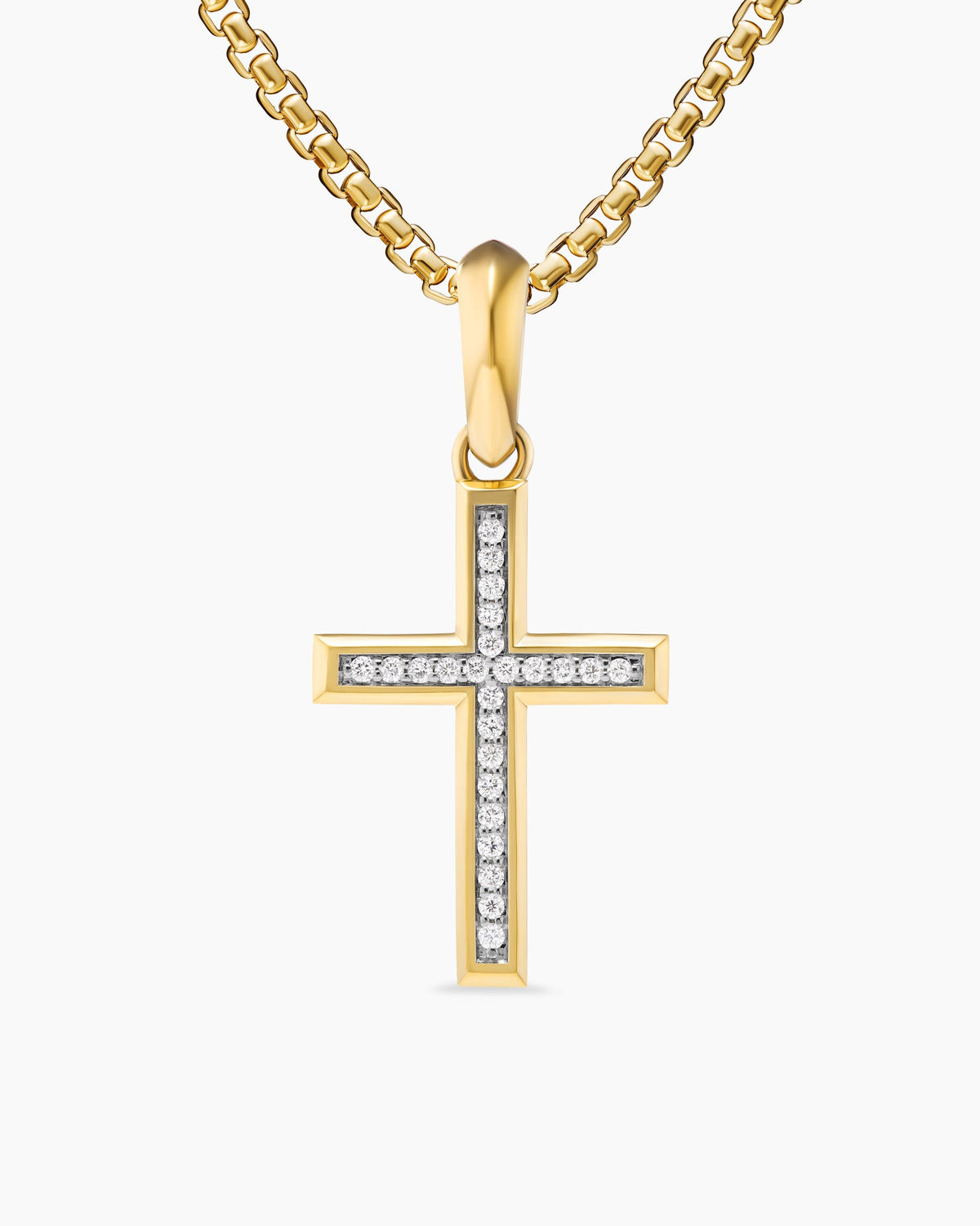 Cross Pendant in 18K Yellow Gold with Diamonds, 24mm