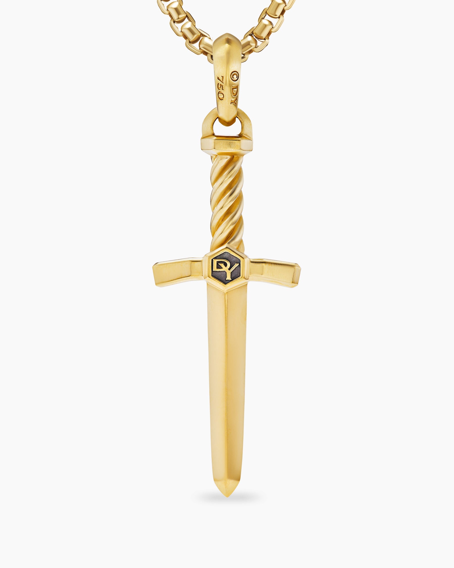 Sword Amulet in 18K Yellow Gold with Diamond, 45mm