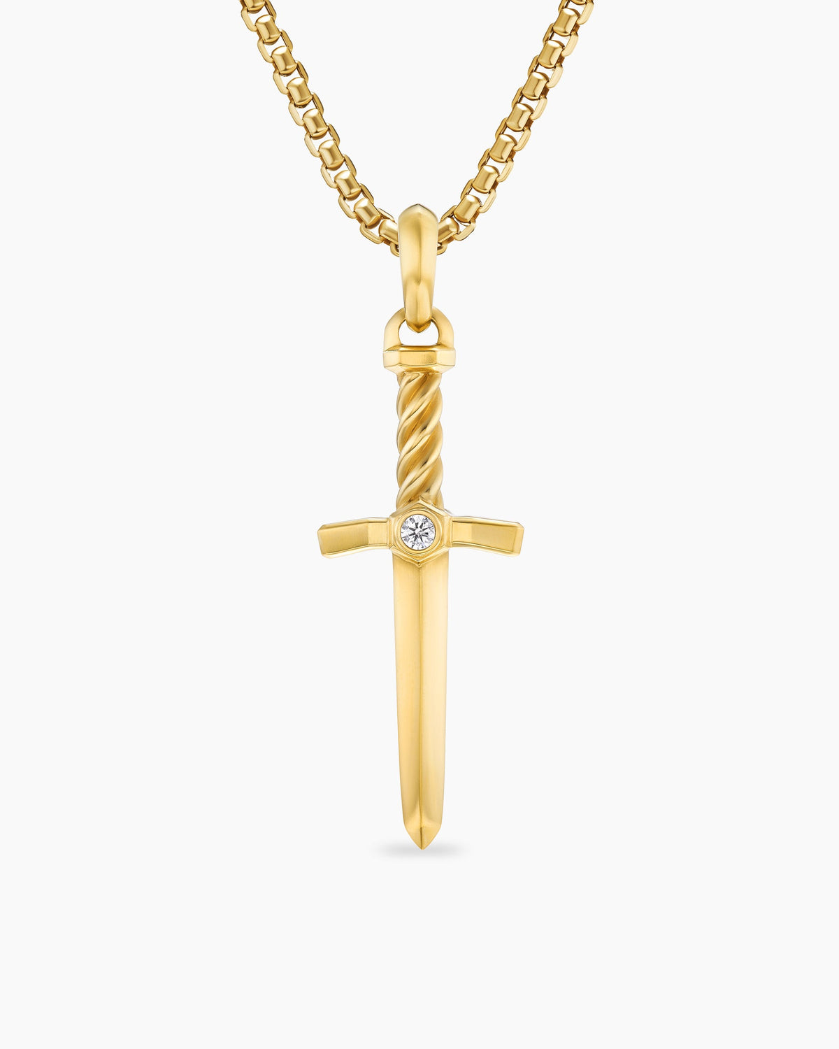 Sword Amulet in 18K Yellow Gold with Diamond, 45mm