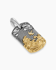 Waves Tag in Sterling Silver with 18K Yellow Gold, 27mm
