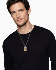 Waves Tag in Sterling Silver with 18K Yellow Gold, 42mm