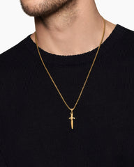 Waves Dagger Amulet in 18K Yellow Gold, 31mm