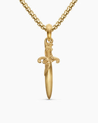 Waves Dagger Amulet in 18K Yellow Gold, 31mm